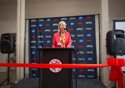 CSUN President Diane Harrison giving a speech