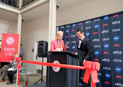 CSUN President Diane Harrison and ARCS Director Dr. Nhut Ho on the stage