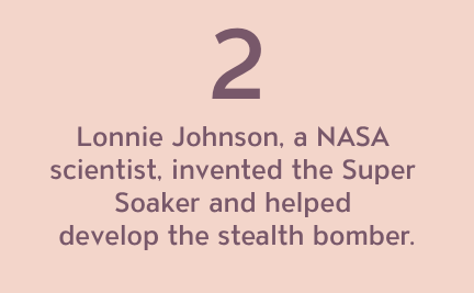 Lonnie Johnson, a NASA scientist, invented the Super Soaker and helped develop the stealth bomber.