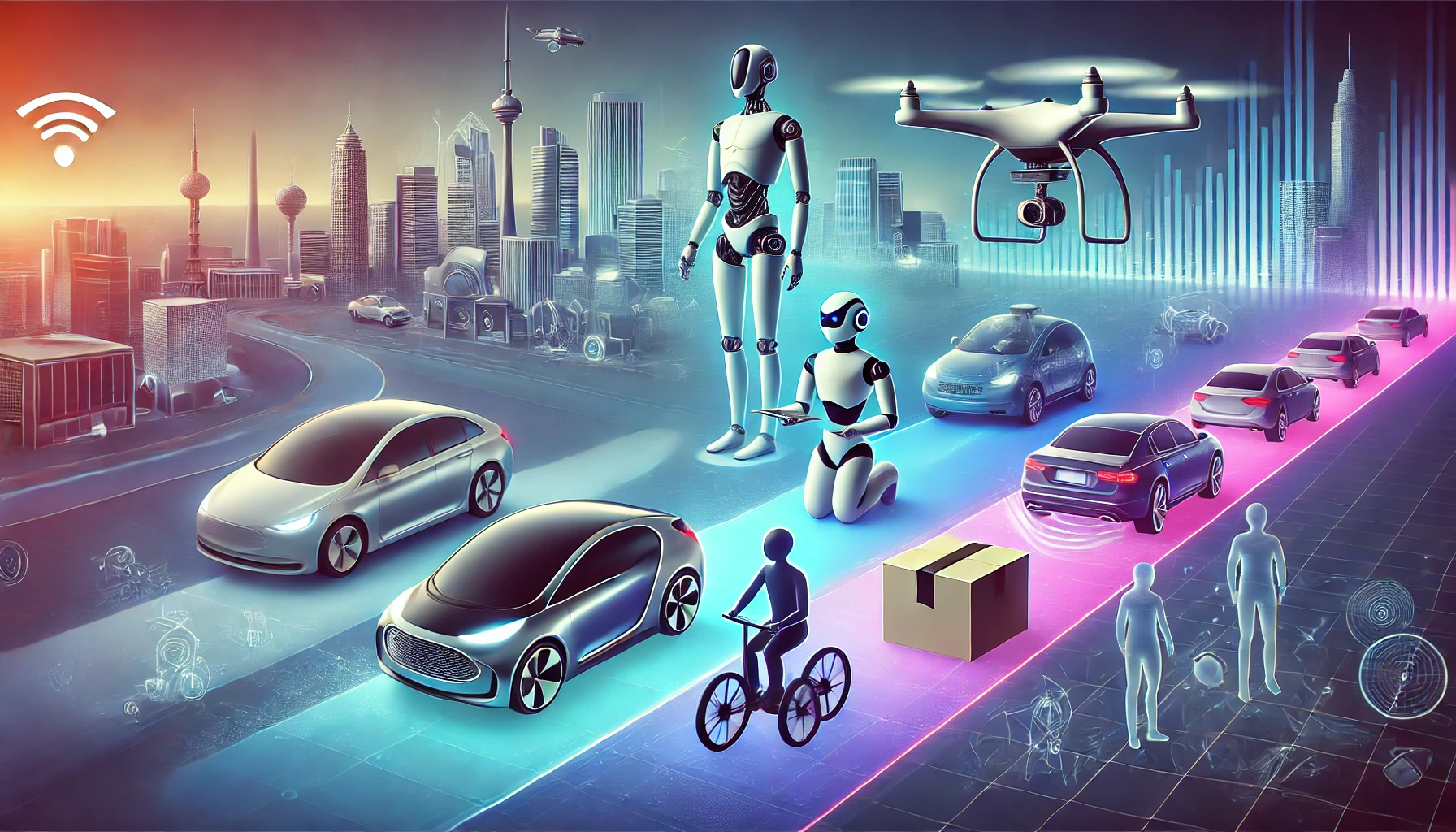 DALL·E 2025-03-05 12.53.31 - A futuristic digital illustration showing the spectrum of autonomous technology. On the left, a traditional car with cruise control. In the middle, a
